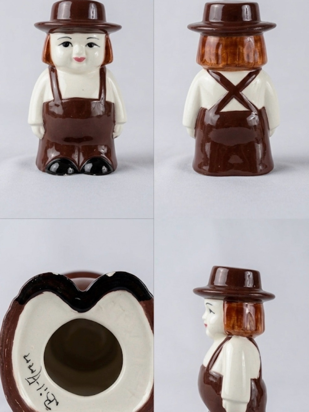 Vintage Hand-Painted Ceramic Boy Figurine - Yozie Mold Signed by Artist